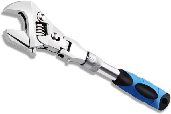 Flex Head Adjustable Wrench, 10 12 4 inch Flexible Retractable Ratchet Crescent Wrench, 180° Rotable for Use in Tight Spaces, Pipe Repair