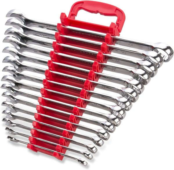 15 Piece Premium Combination Wrench Set, Chrome Vanadium Steel, Long Pattern Design | Include Metric Sizes 8, 9, 10, 11, 12, 13, 14, 15, 16, 17, 18, 19, 20, 21, 22mm with Storage Rack