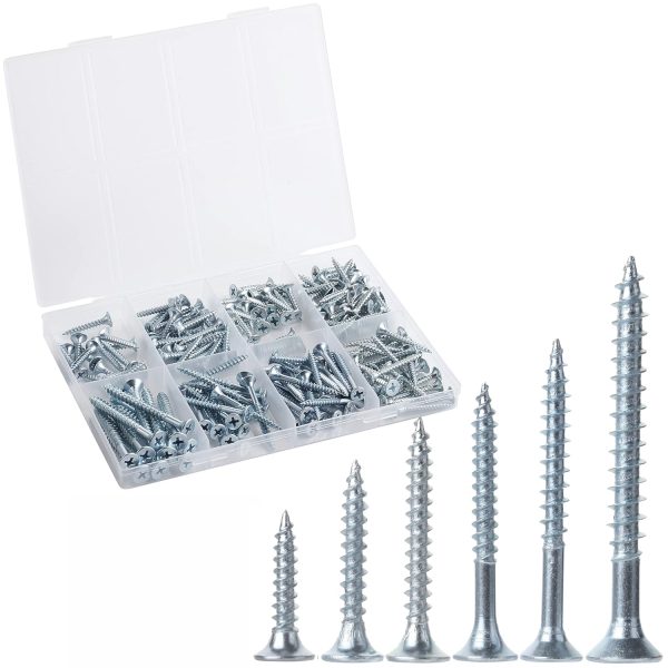 Wood Screws Assortment Kit, 152 pcs, Phillips Tips, Wood Screws, Screws, Assorted Screws, Screws Set, Flat Head Screws, Assorted Wood Screws, Screws Assortment, Screw Set Assortment