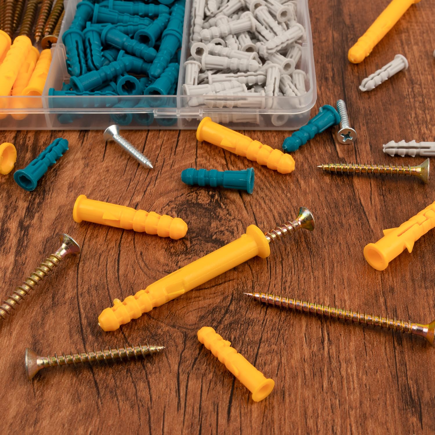 Drywall Anchors and Screws Assortment Kit 270PCS, 135 Plastic Wall Anchors and 135 Philips Flat Head Screws, 5 Sizes Galvanized Screws and Wall Plug Bolts with Organizer Box Image 2